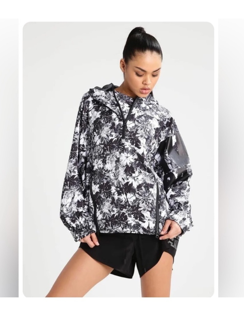 Ivy Park Floral Print Black & White Women’s Windbreaker Jacket